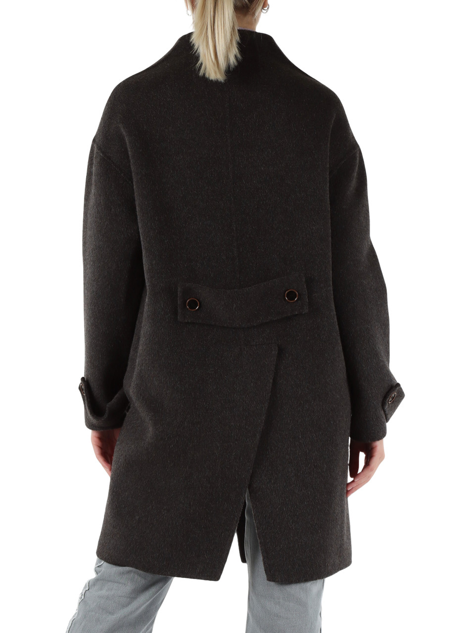 GRIGIO SCURO | Cappotto in misto lana e angora