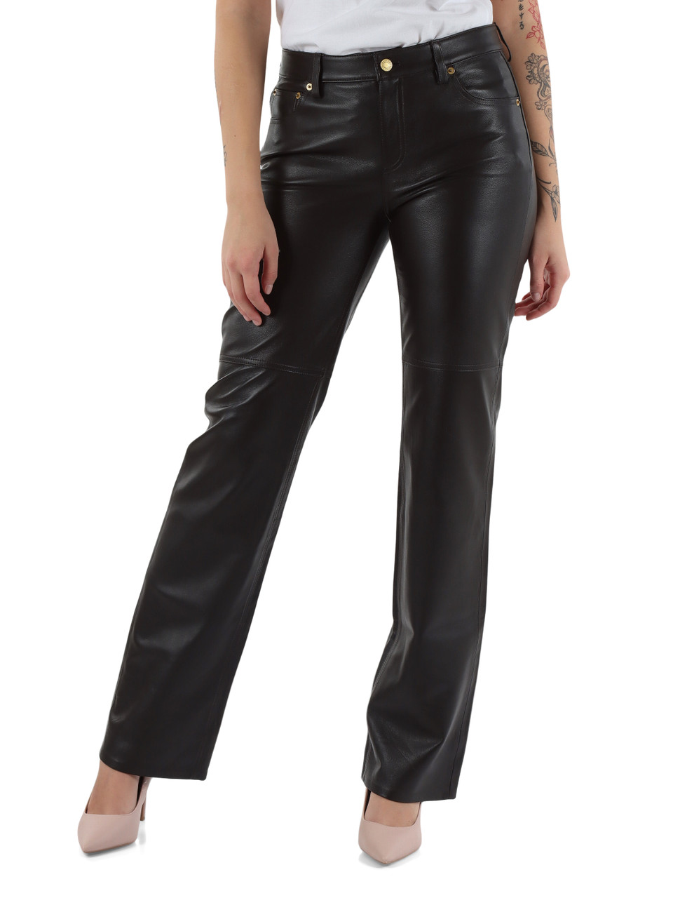 MARRONE | Pantaloni cinque tasche in pelle