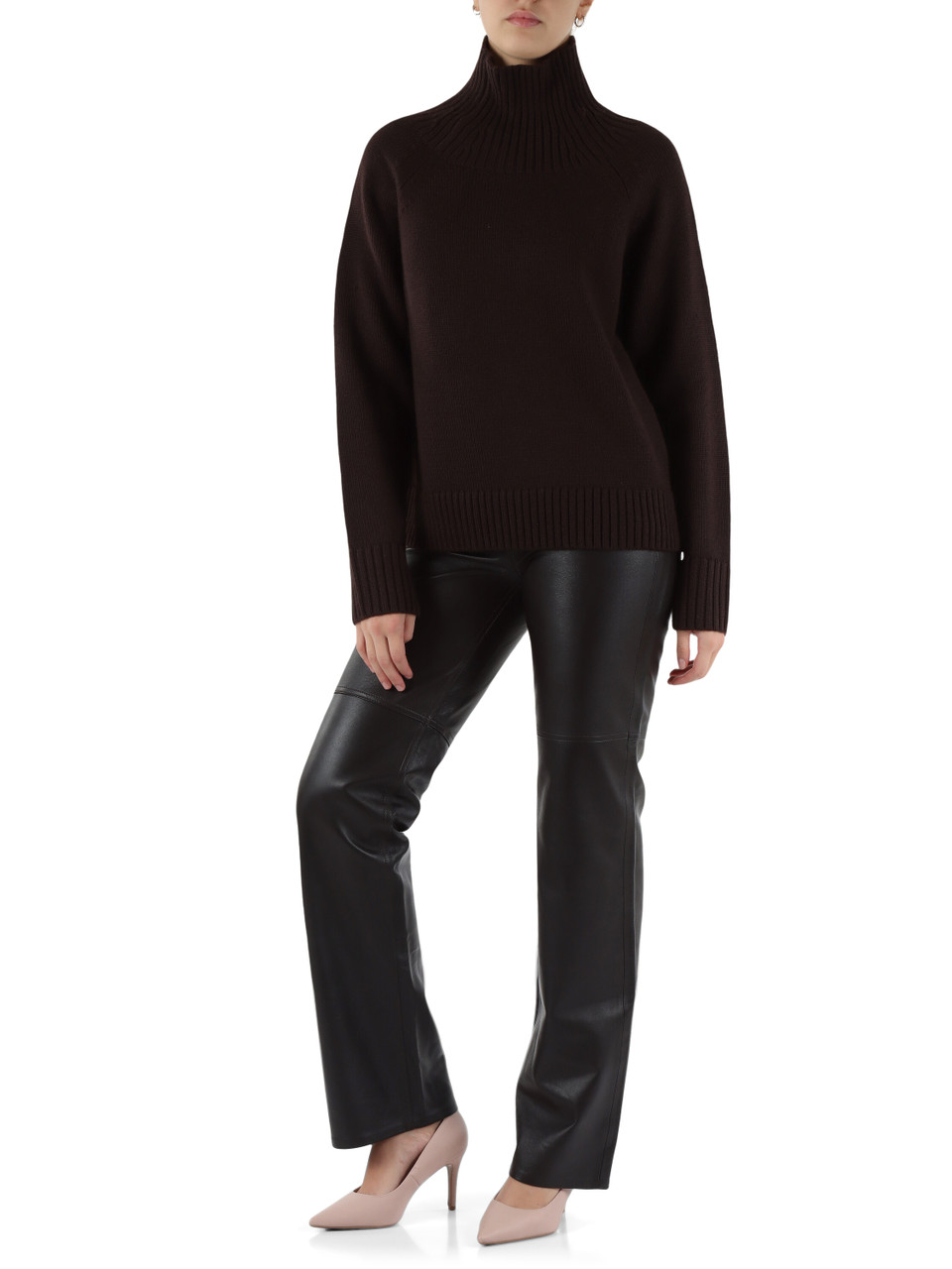 MARRONE | Maglia collo alto in lana
