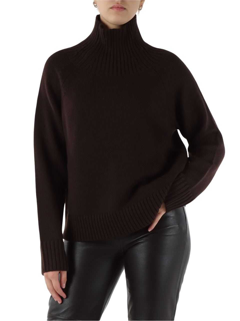 MARRONE | Maglia collo alto in lana