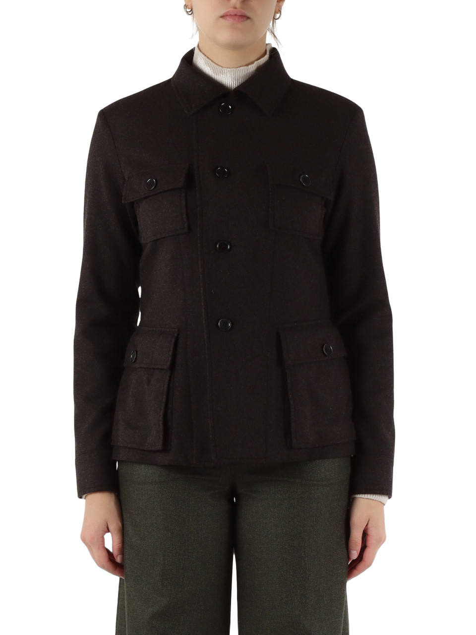 MARRONE | Giacca in flanella di lana e cashmere Loro Piana