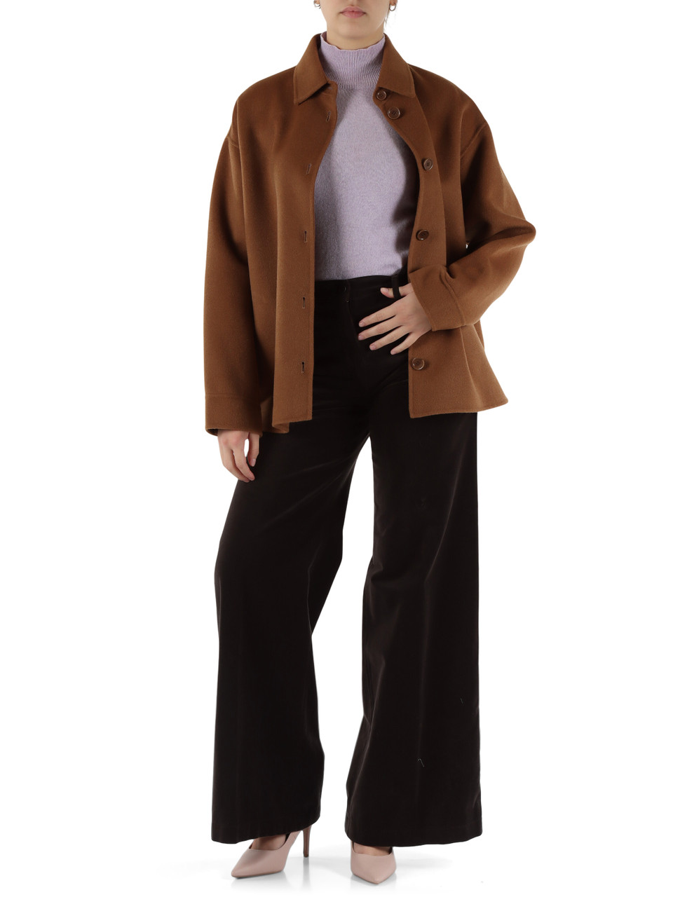 MARRONE CHIARO | Overshirt in lana beaver