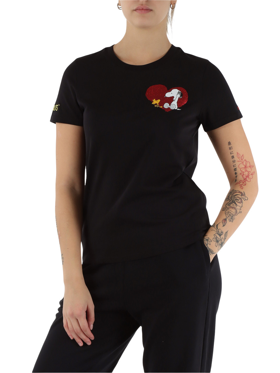 NERO | PEANUTS: T-shirt in cotone con stampa frontale