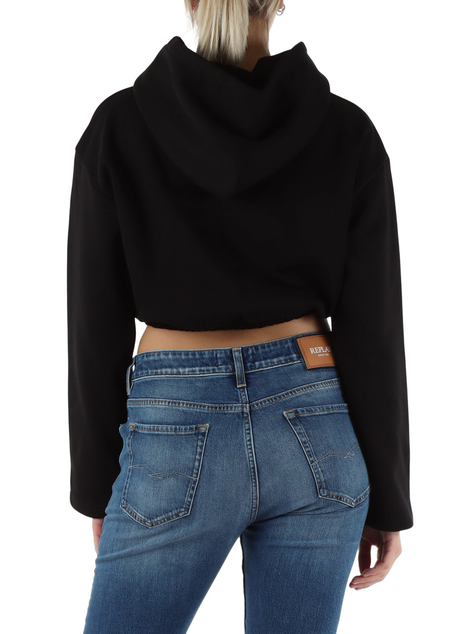 NERO | Felpa cropped con cappuccio