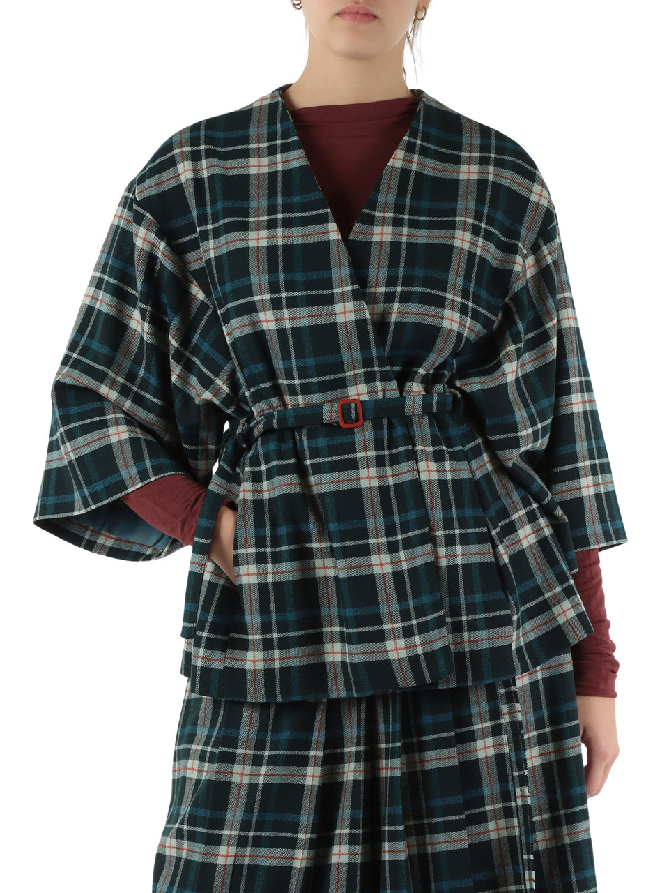 VERDE | Giacca kimono in misto lana e viscosa