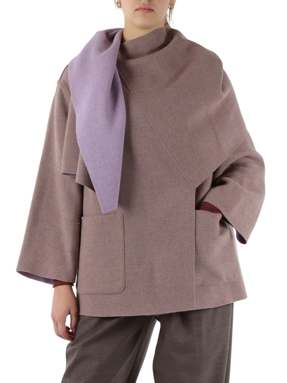 VIOLA CHIARO | Cappottino reversibile in panno di misto lana vergine