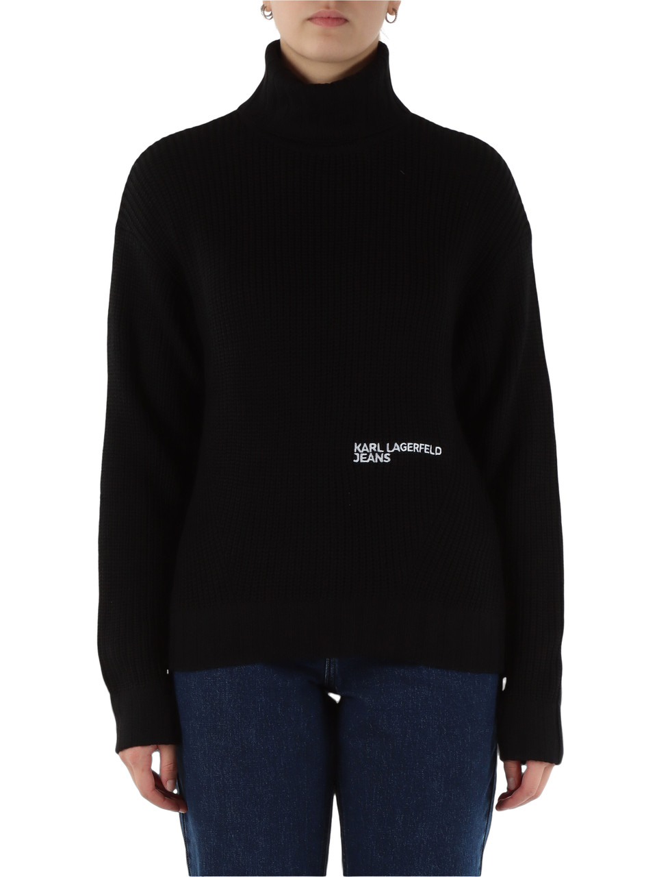 NERO | Maglia collo alto in misto lana