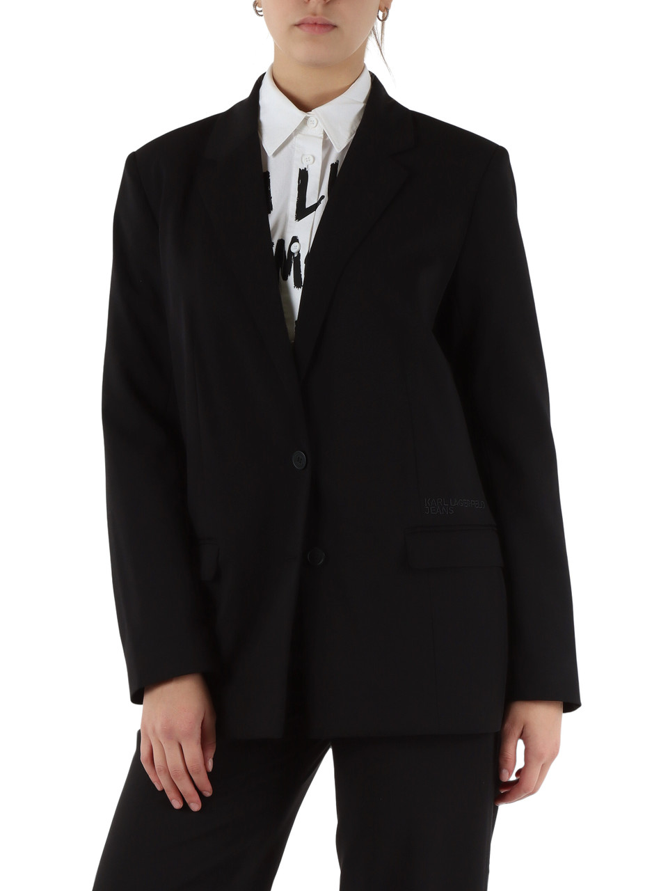 NERO | Giacca in misto viscosa con ricamo logo