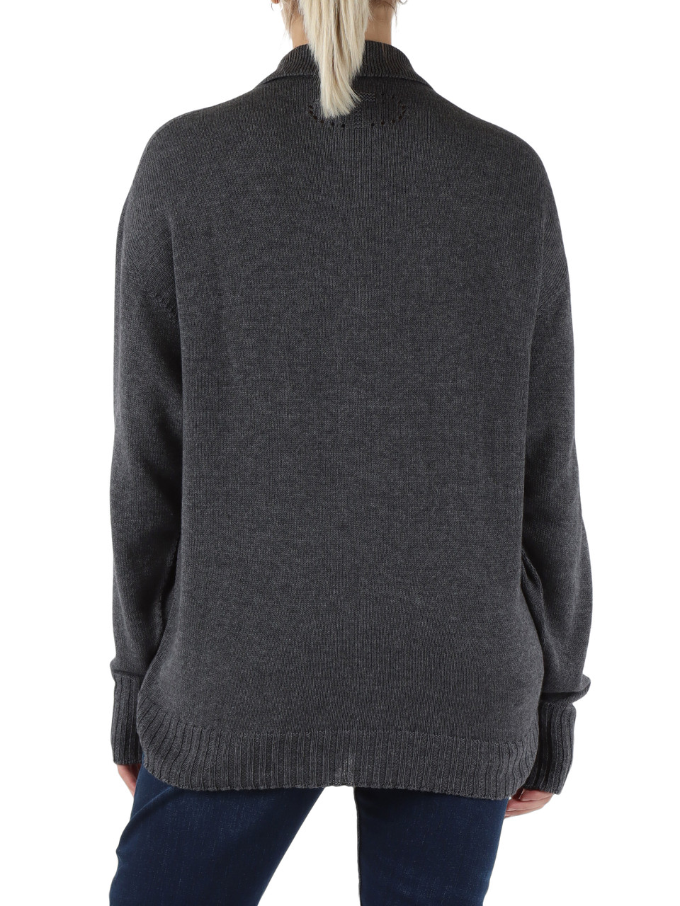 GRIGIO | Maglia collo a polo in lana e cotone