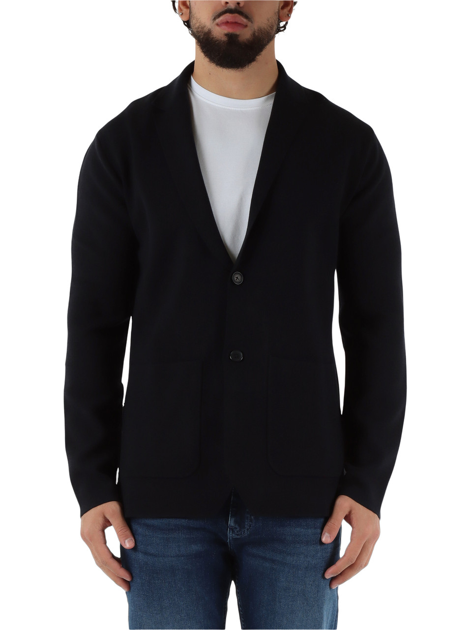 BLU SCURO | Giacca in maglia di misto viscosa