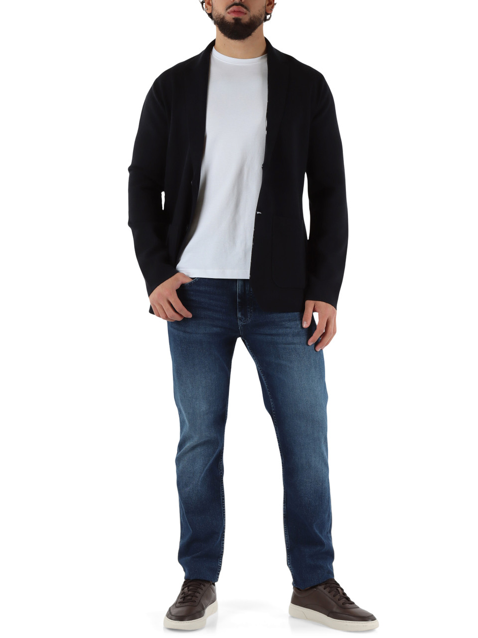 BLU SCURO | Giacca in maglia di misto viscosa