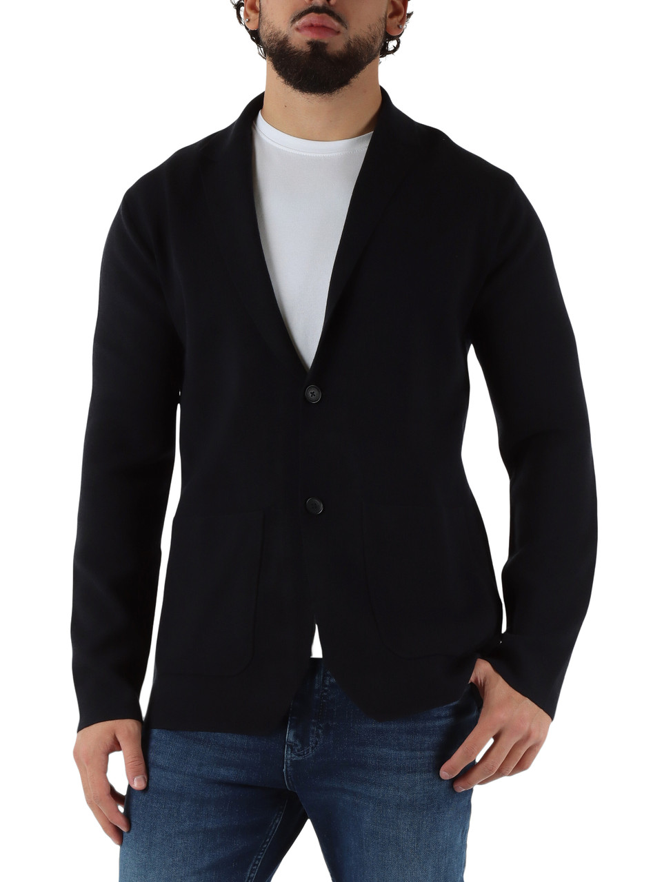 BLU SCURO | Giacca in maglia di misto viscosa