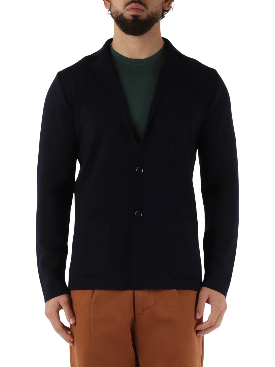 BLU SCURO | Giacca in maglia di misto lana