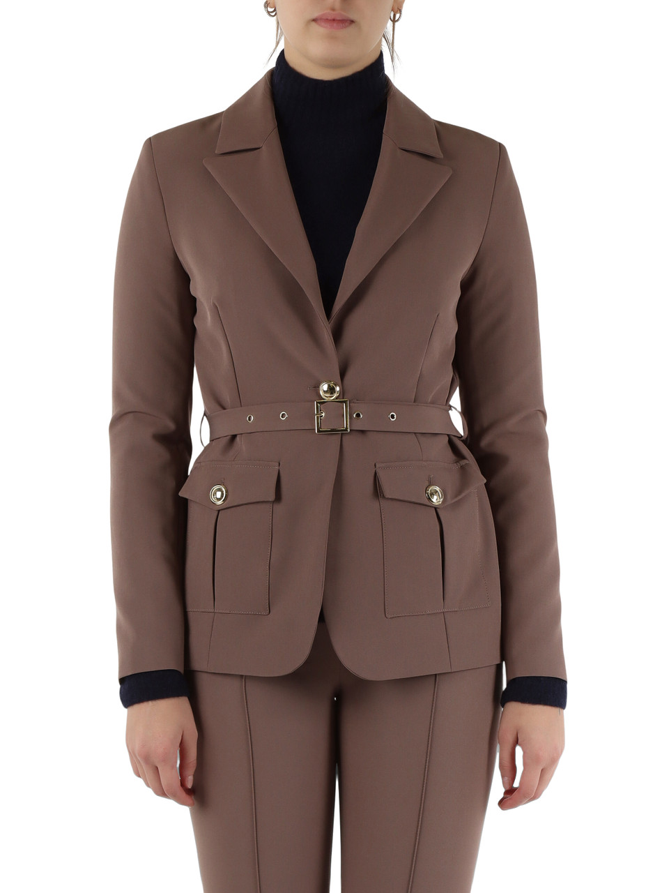 TORTORA | Giacca in tessuto stretch con cintura