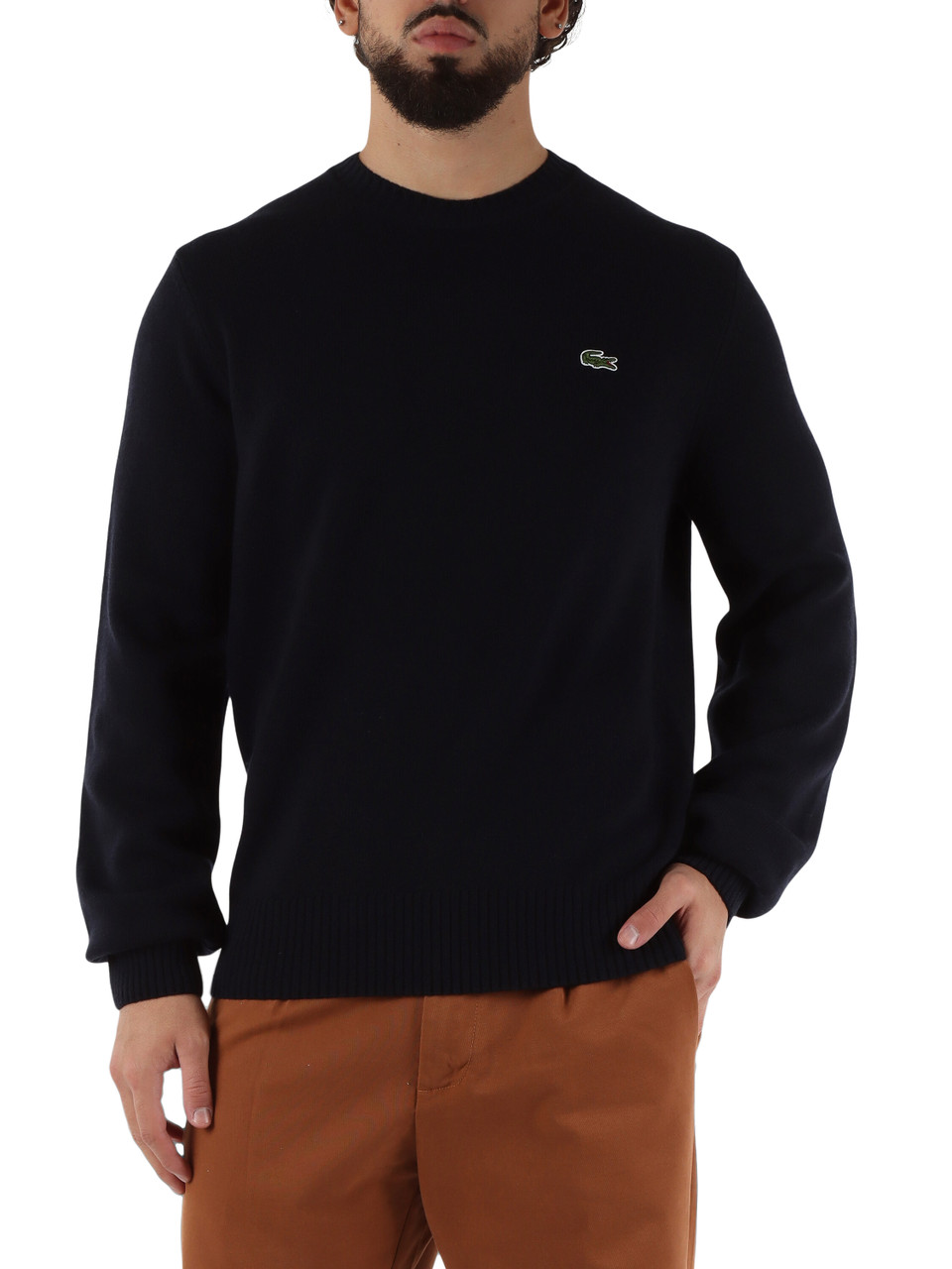 BLU SCURO | Maglia girocollo classic fit in lana