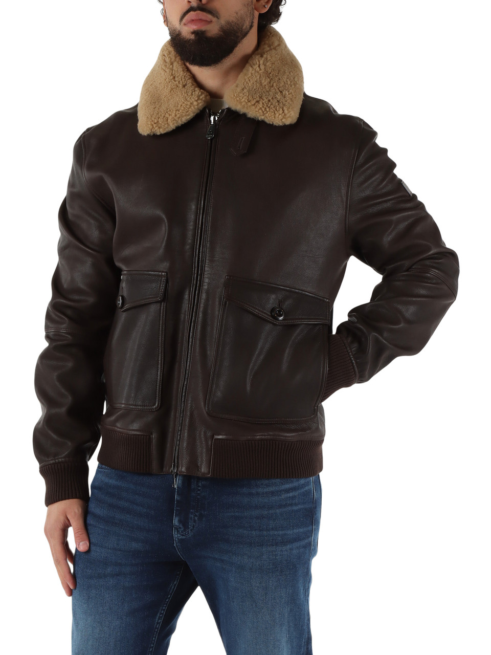 MARRONE | Giubbotto in pelle MURDO DD ACC