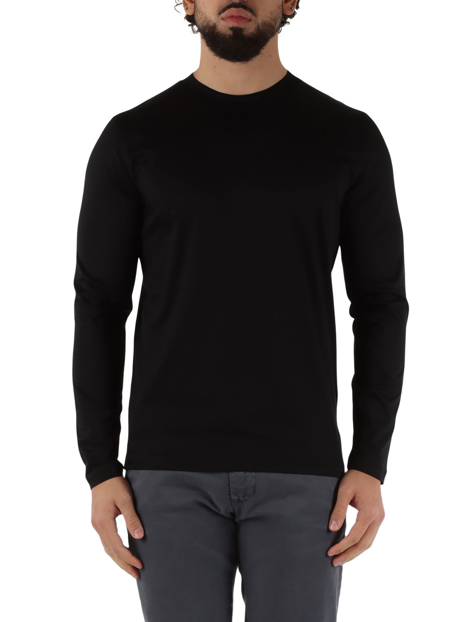 NERO | T-shirt maniche lunghe in cotone e modal