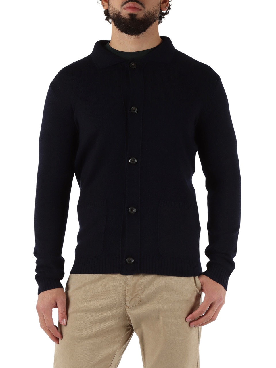 BLU SCURO | Cardigan in lana, seta e cashmere