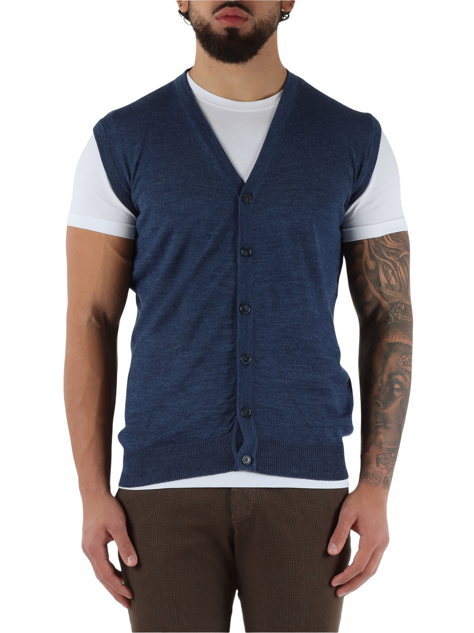 BLU CHIARO | Gilet in misto lana FOLD