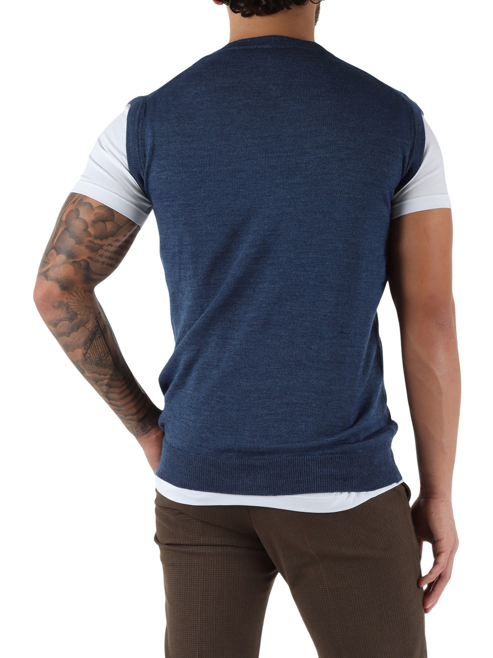 BLU CHIARO | Gilet in misto lana FOLD