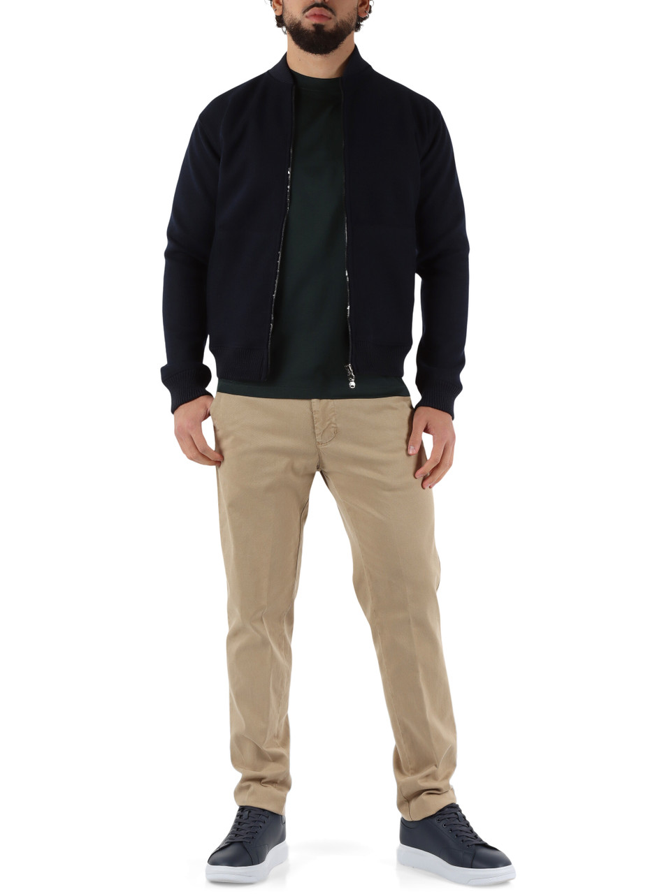 BLU SCURO | Bomber sfoderato GRENOBLE in misto lana