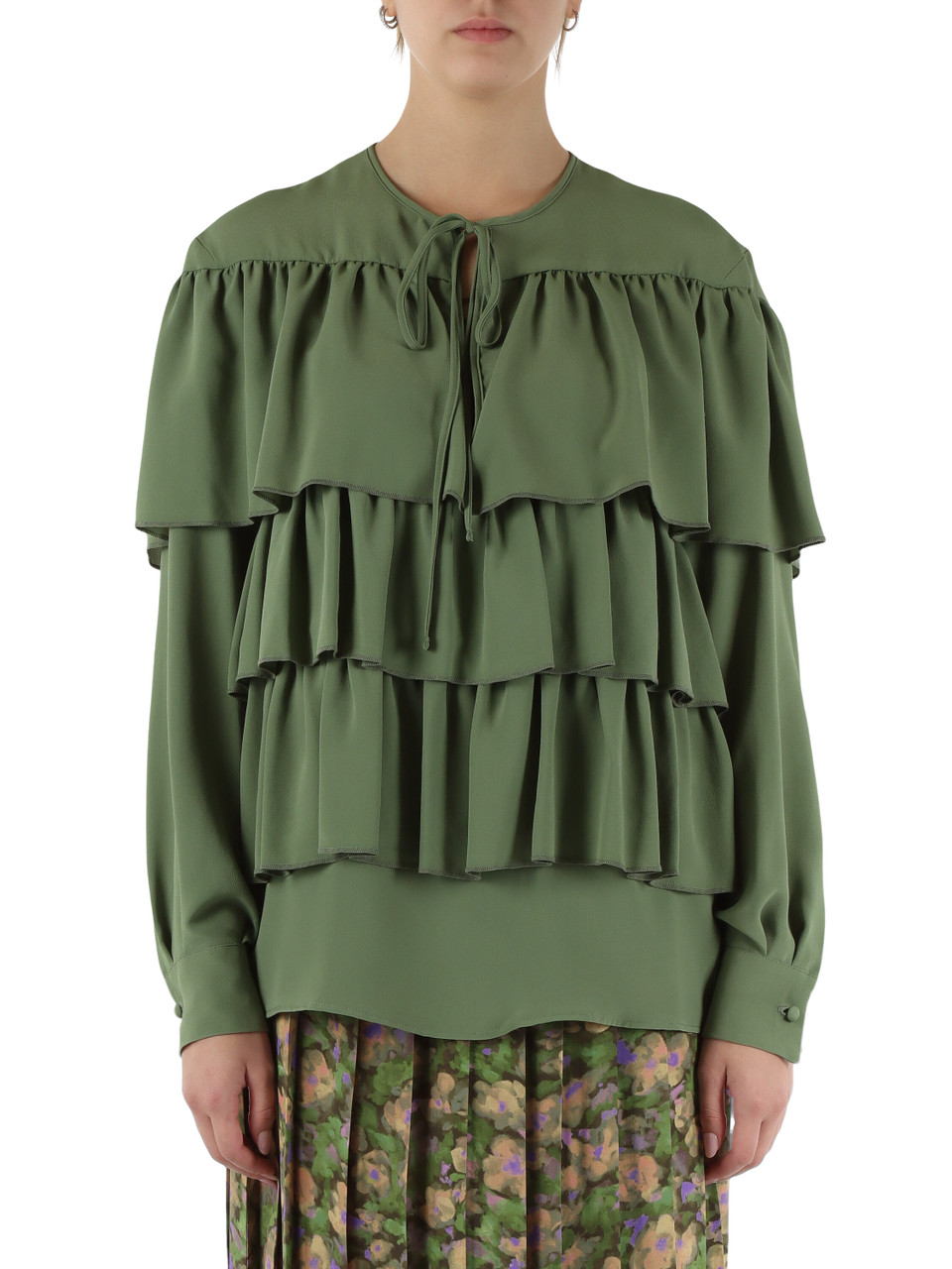 VERDE | Blusa FLUID CREPE in misto seta