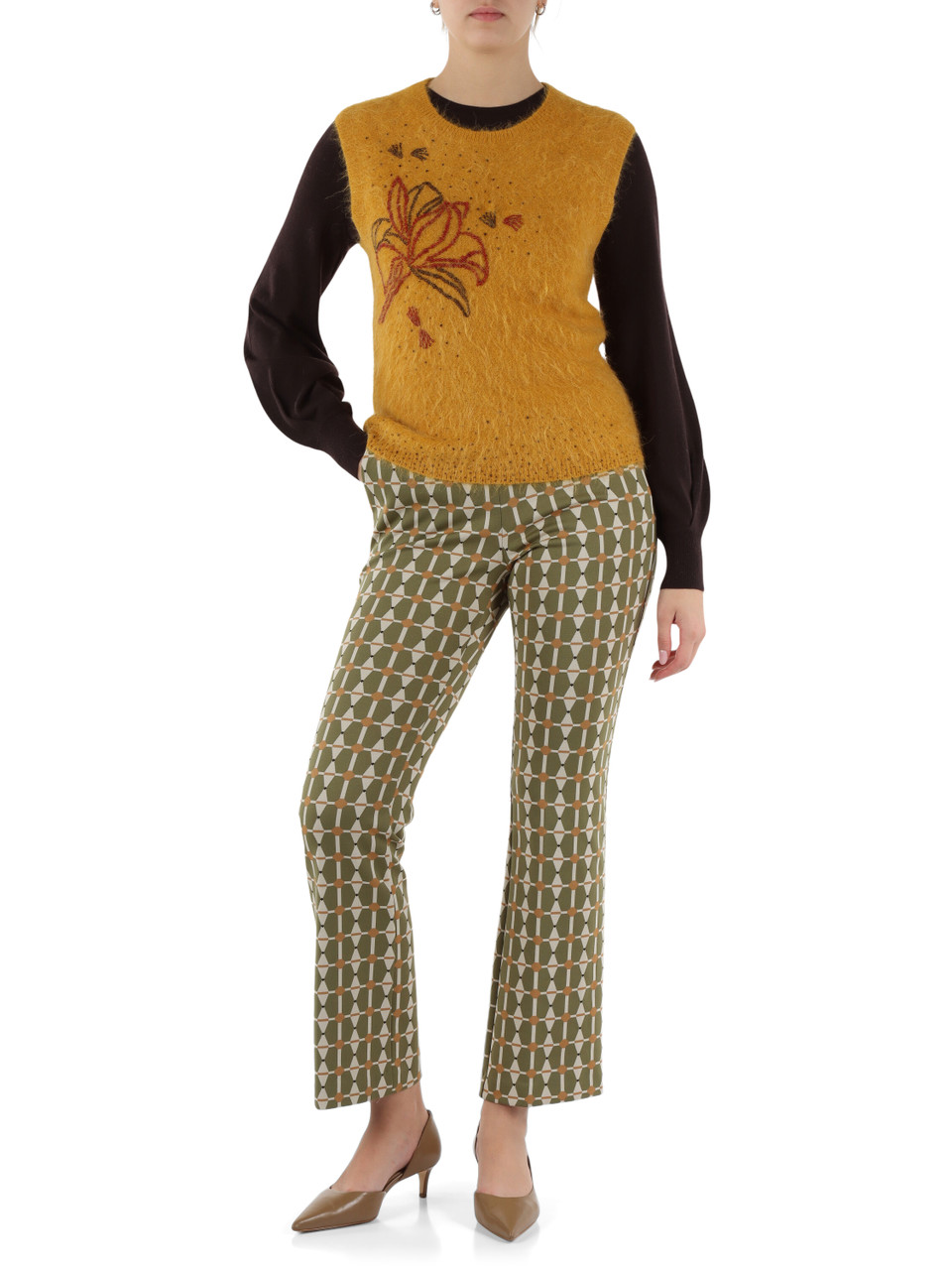 GIALLO SCURO | Gilet SOFT ALPACA con perline ricamate