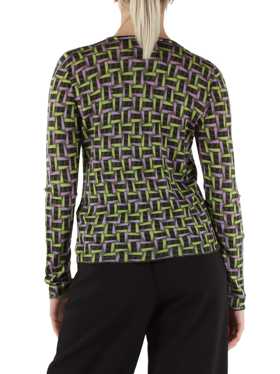 VERDE | Cardigan PRINTED KNIT in lana merino