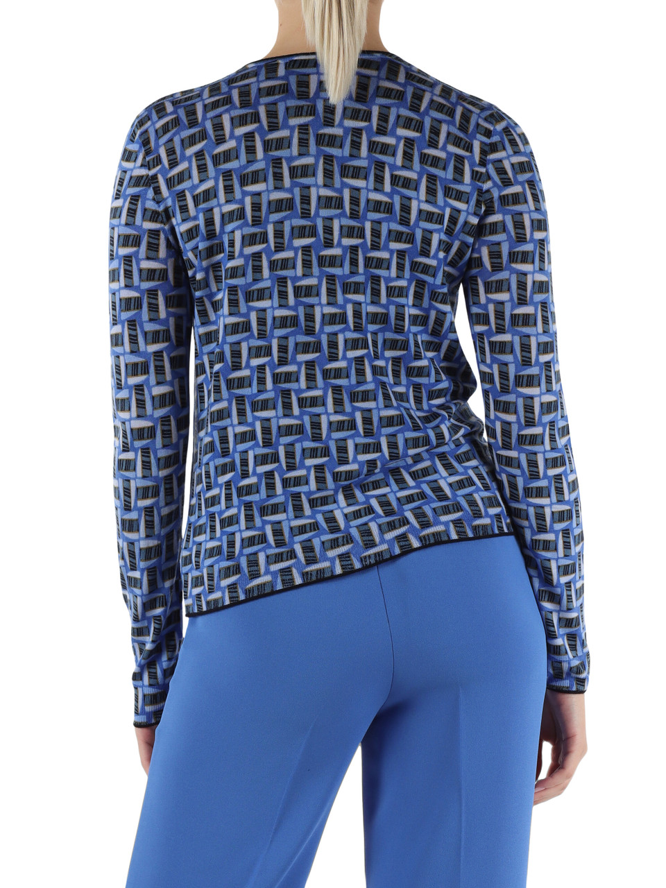 AZZURRO | Cardigan PRINTED KNIT in lana merino