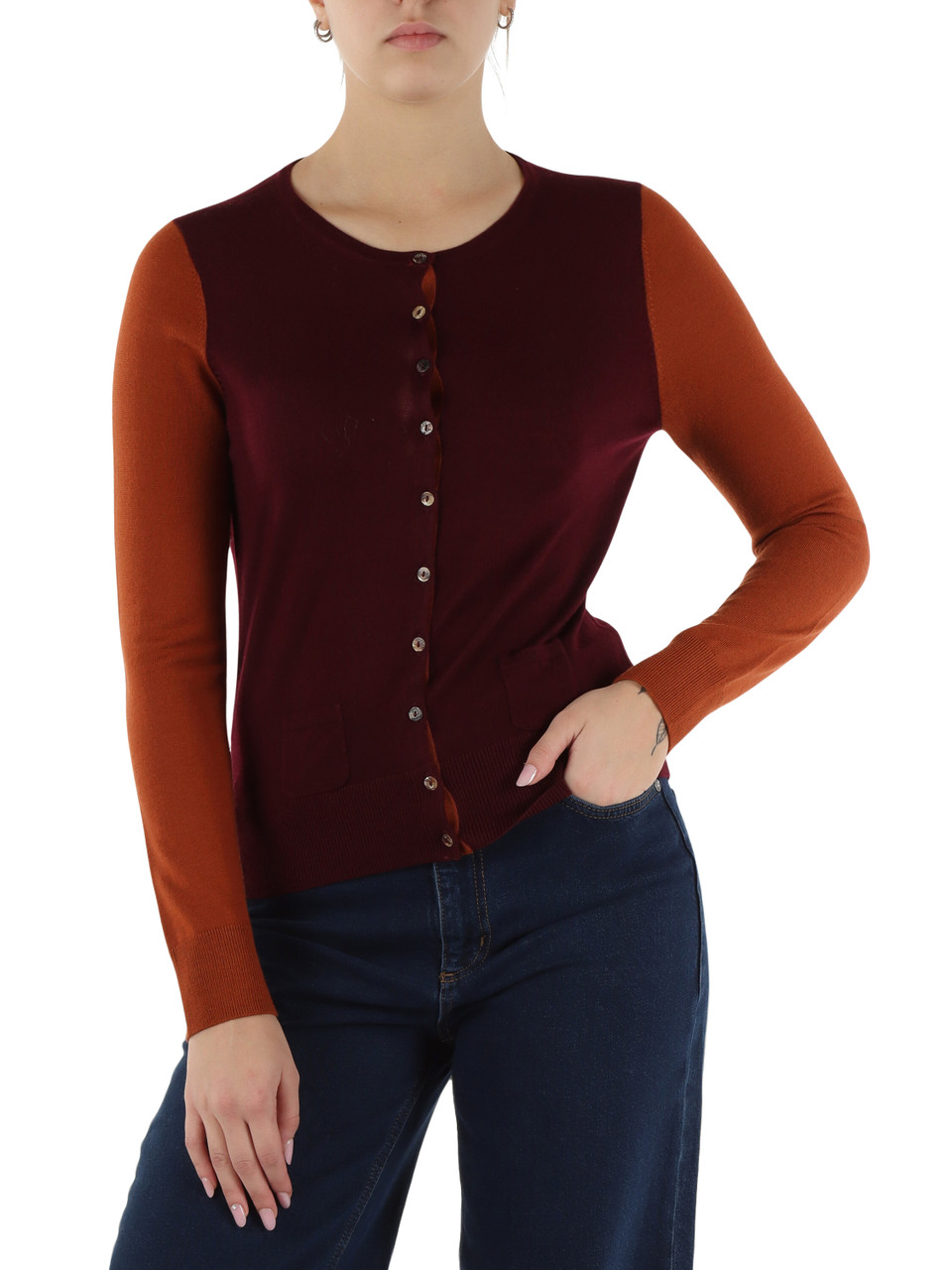 MERLOT | Cardigan COLOURS OF THE WORLD in lana
