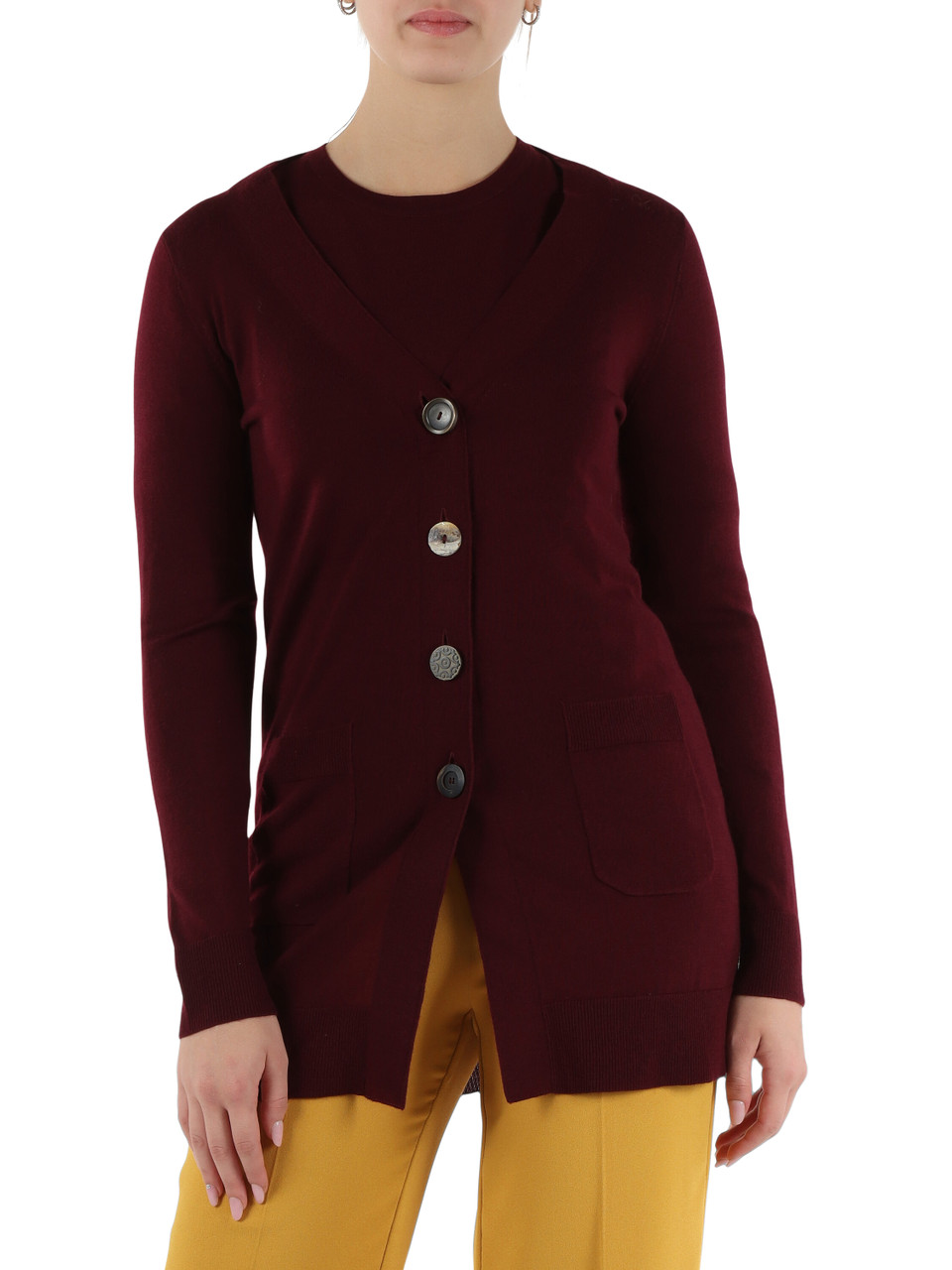 MERLOT | Cardigan COLOURS OF THE WORLD in lana