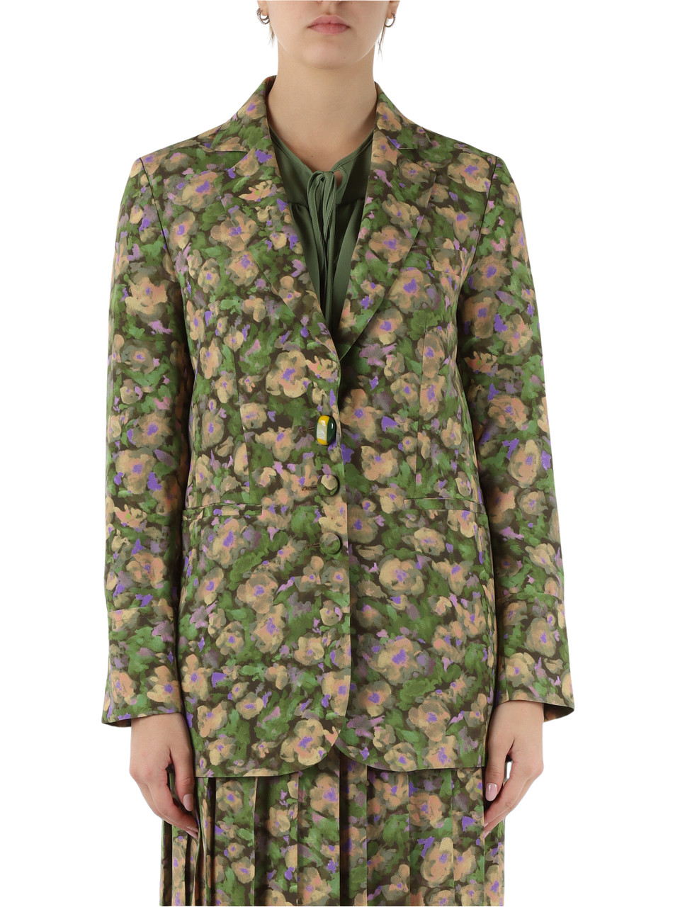 VERDE | Giacca FLORAL SYMPHONY in viscosa