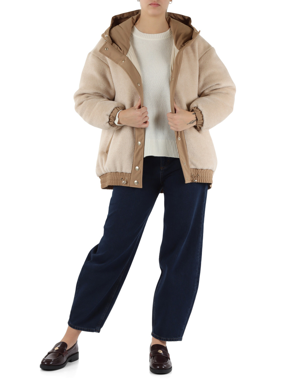 BEIGE | Daunenjacke aus Alpaka-Kaschmir-Mischung in Biberqualität