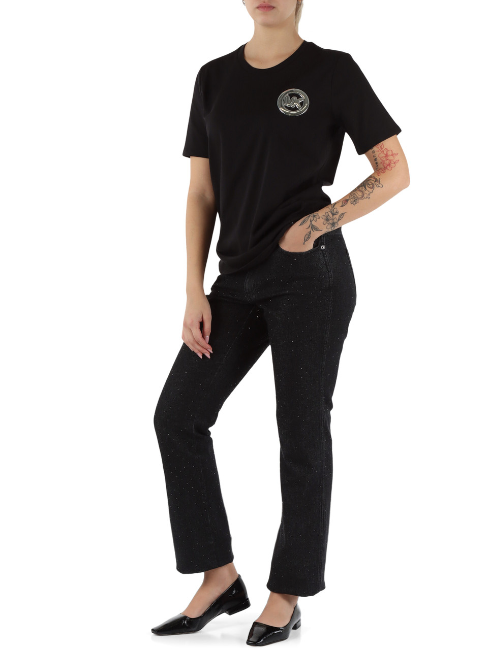 NERO | T-shirt in cotone con stampa logo a rilievo