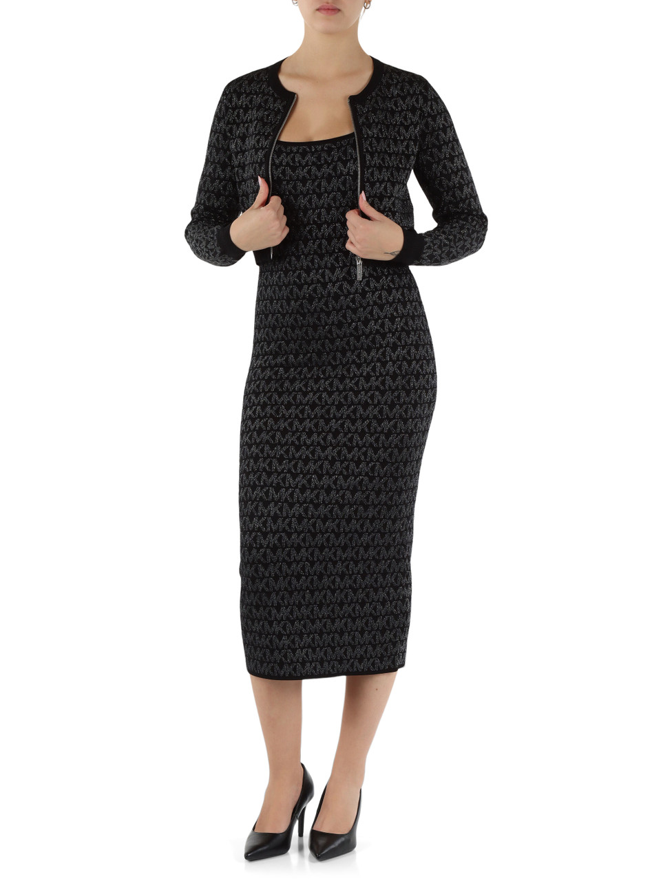 NERO | Cardigan cropped con zip in misto viscosa