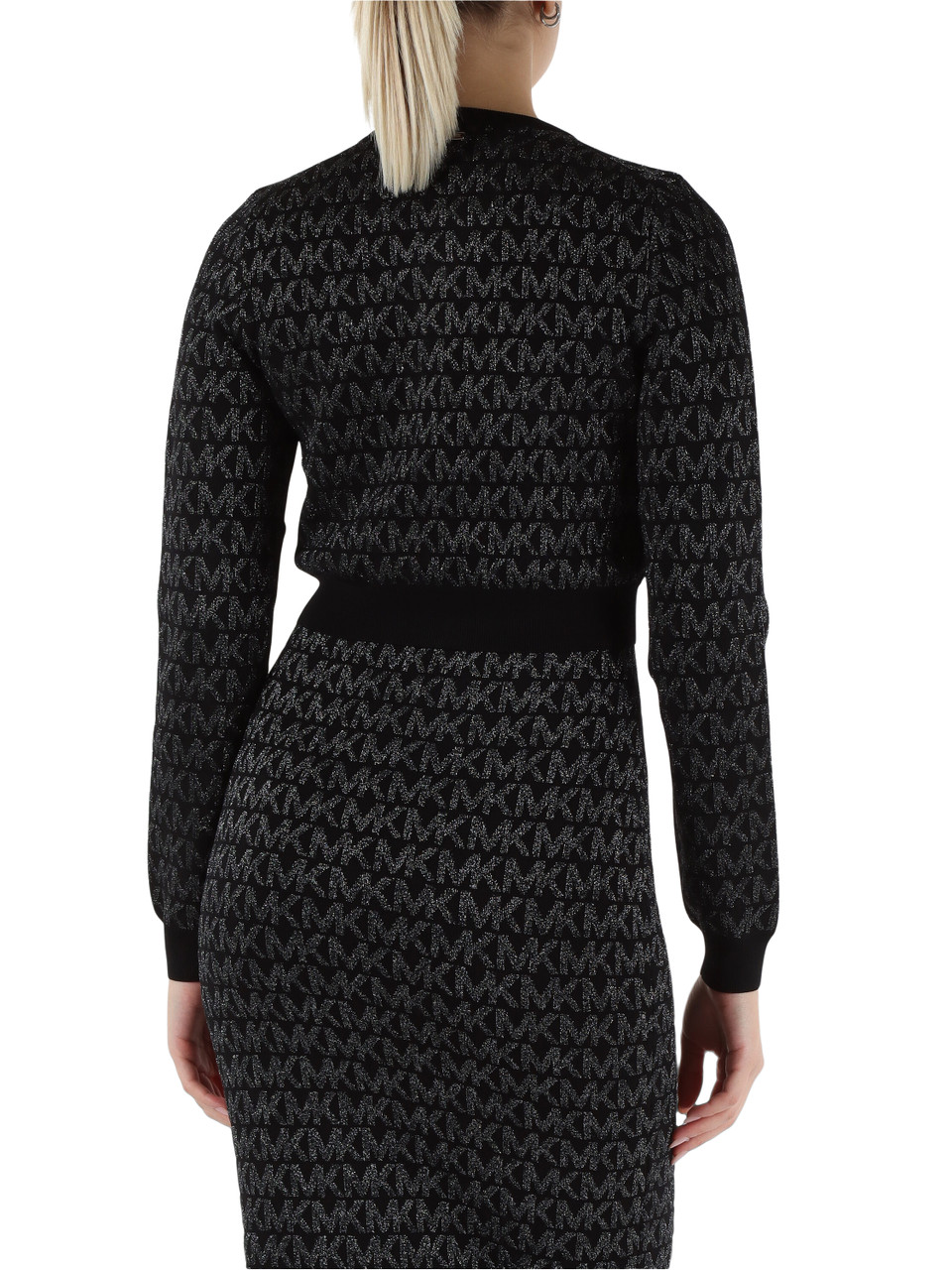 NERO | Cardigan cropped con zip in misto viscosa