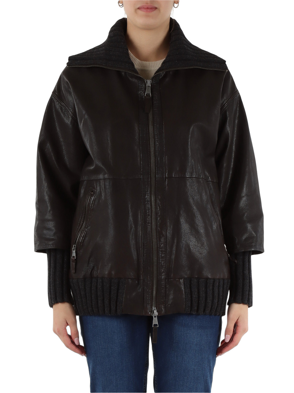 MARRONE | Giacca in pelle FENICE