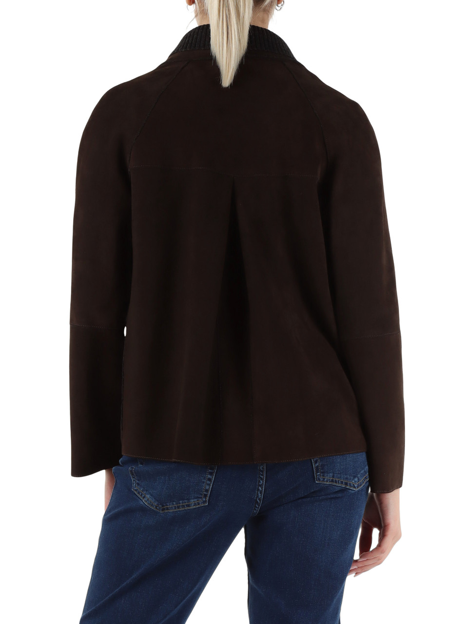 MARRONE | Giacca in suede SOLE+ FRONT KNIT