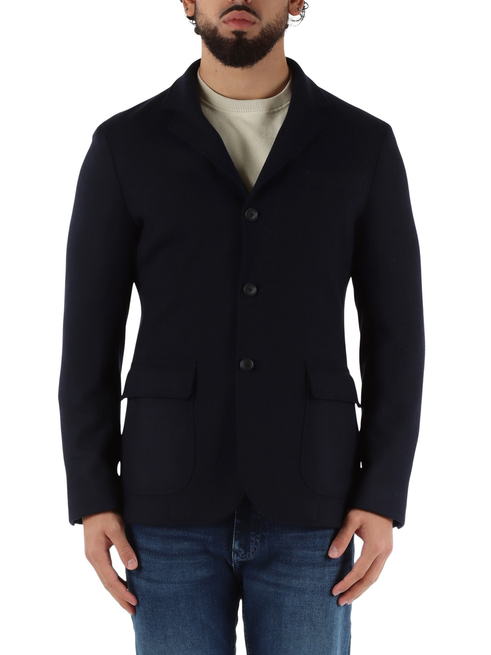 BLU SCURO | Giacca slim fit in misto lana