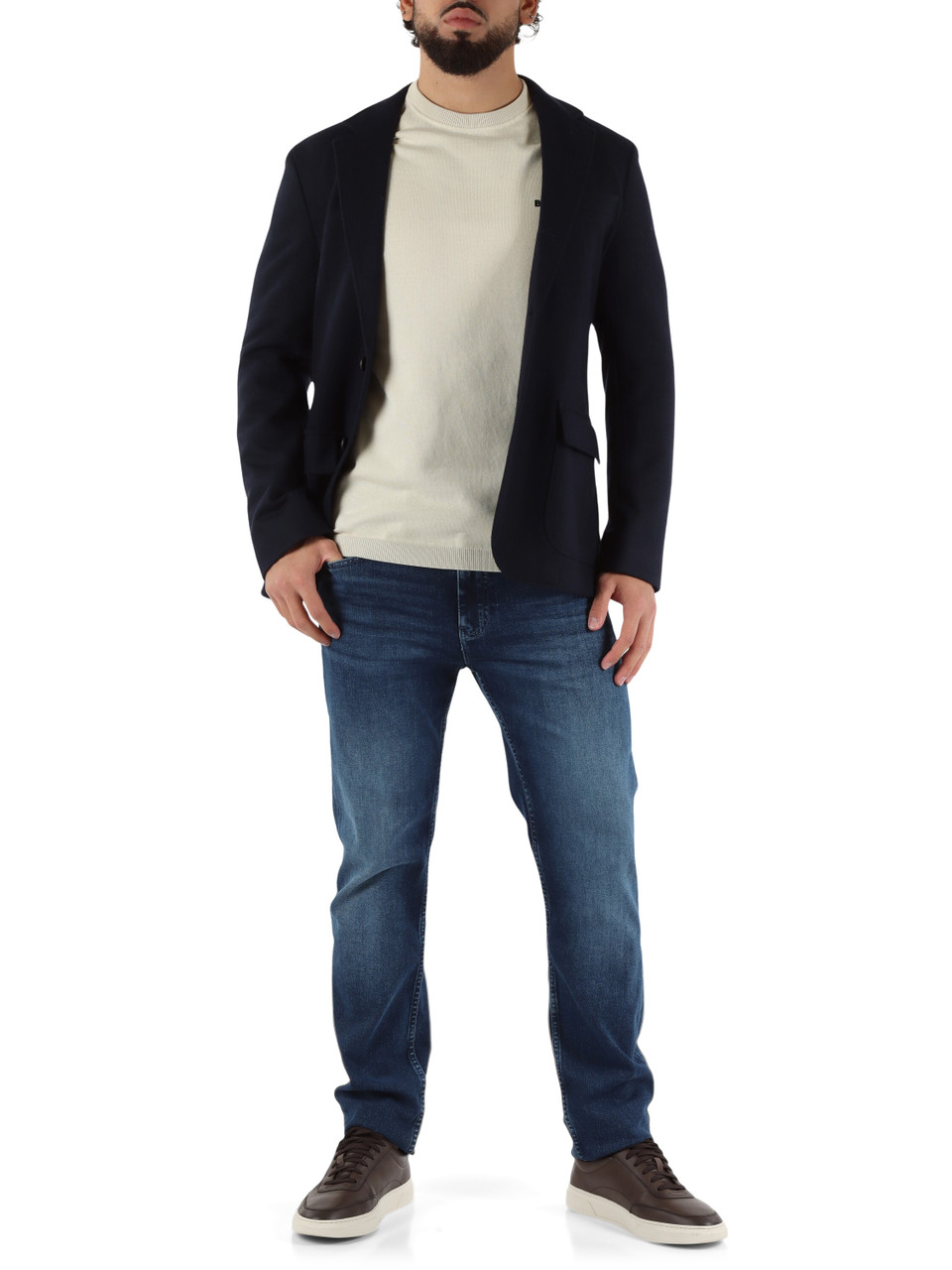 BLU SCURO | Giacca slim fit in misto lana