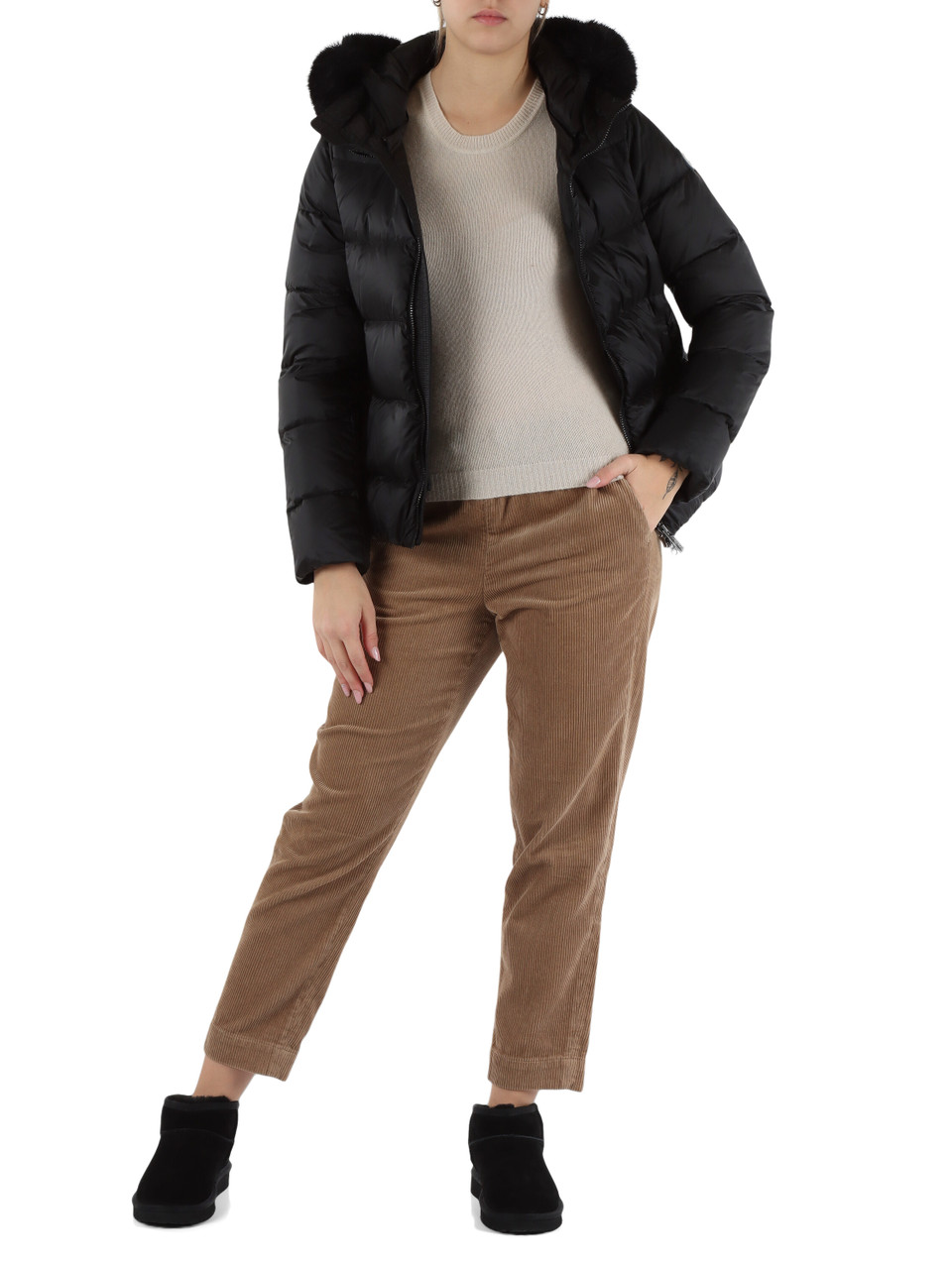 NERO | Piumino trapuntato DELUXE con cappuccio