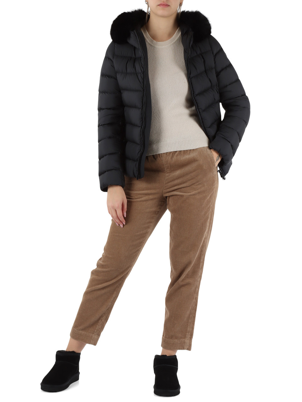 NERO | Piumino trapuntato CAPTION con cappuccio