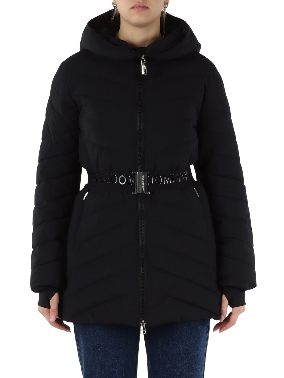 NERO | Giubbotto trapuntato FD W025 con cintura