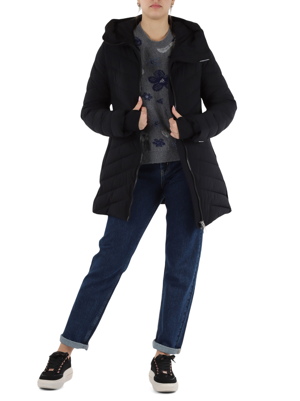 NERO | Giubbotto trapuntato FD W025 con cintura