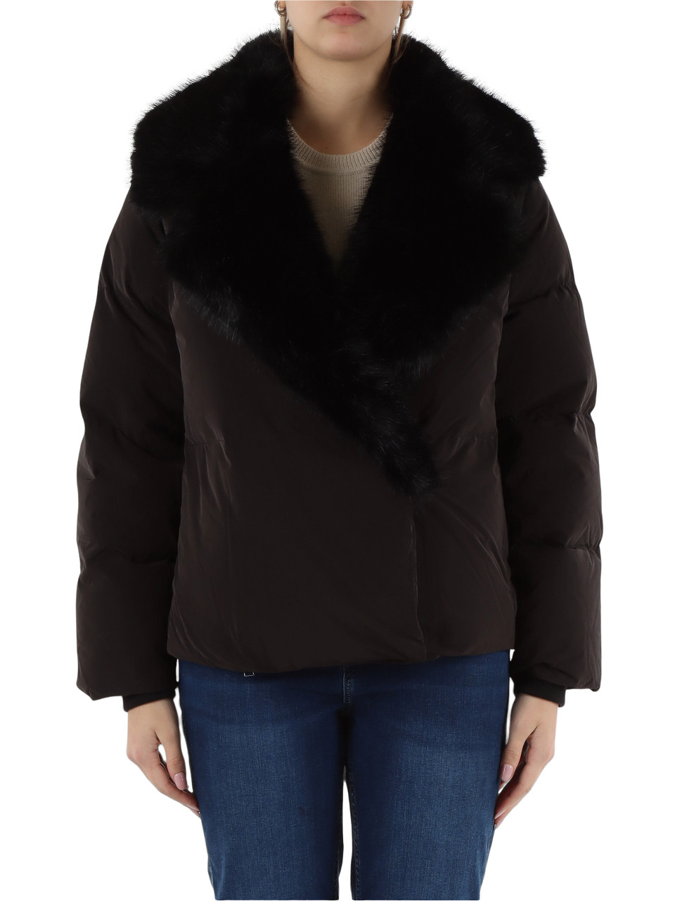 NERO | Piumino FD W080 con inserti ecopelliccia
