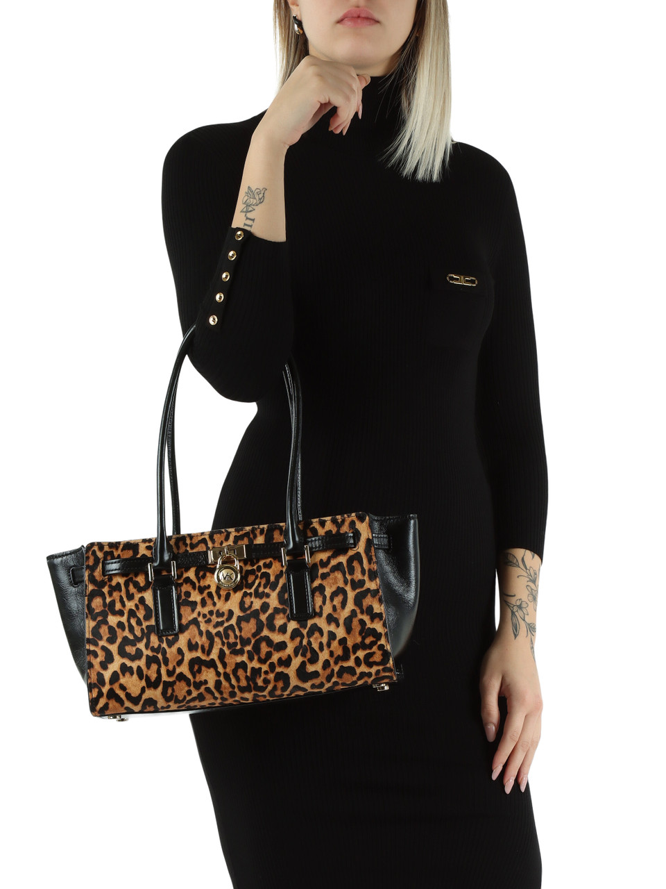 NERO | Borsa tote in pelle e cavallino HAMILTON MODERNE Small