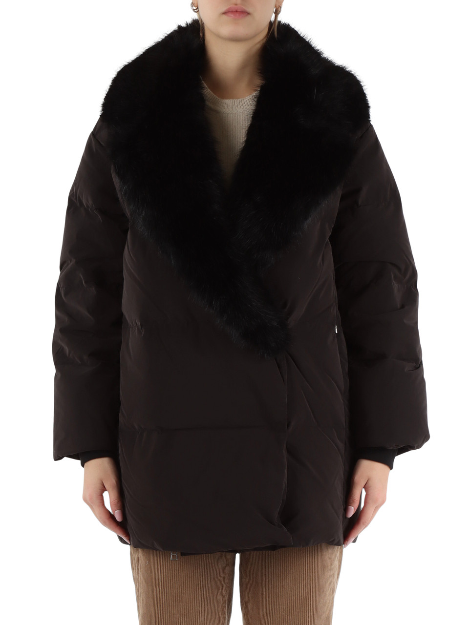 NERO | Piumino FD W079 con inserti ecopelliccia