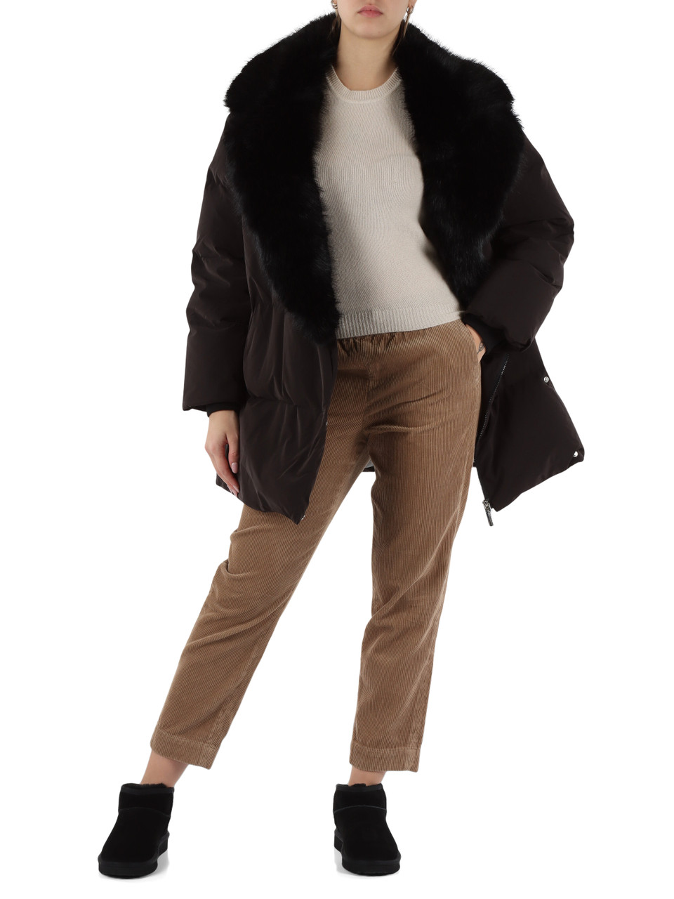 NERO | Piumino FD W079 con inserti ecopelliccia