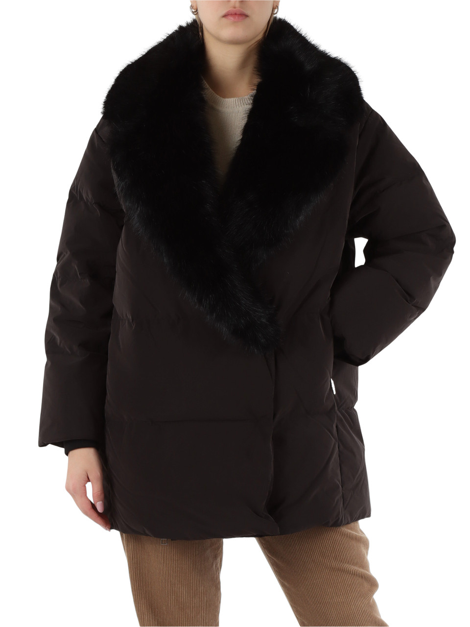 NERO | Piumino FD W079 con inserti ecopelliccia