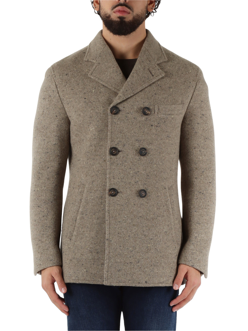 TORTORA | Cappotto corto doppiopetto in lana e cashmere